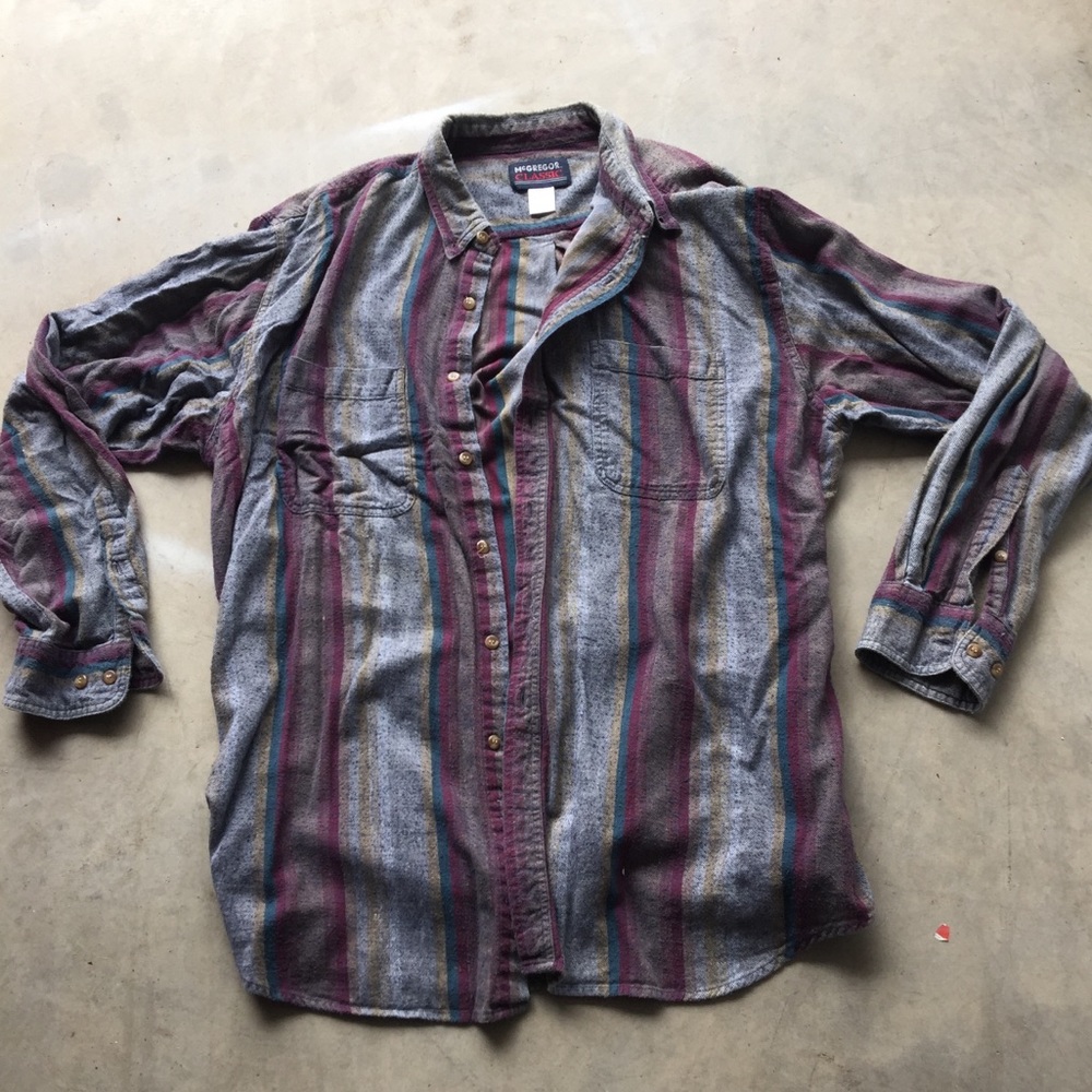 Vintage McGregor Flannel Shirt Gray Purple XXL